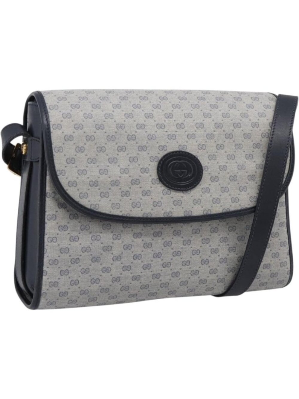 GUCCI Micro GG Supreme Shoulder Bag PVC Navy Gold 001 14 0712